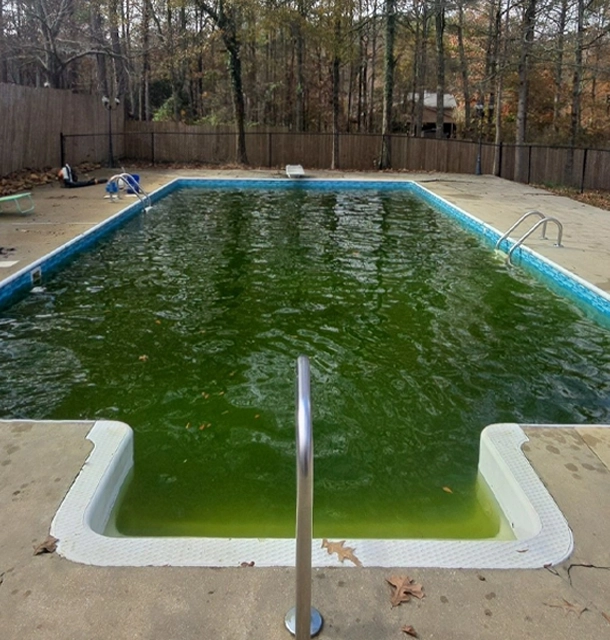 concrete deck with calcium spots