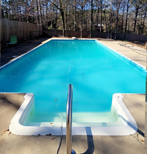 concrete deck with calcium spots removed