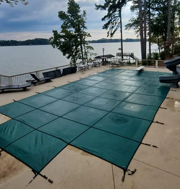 concrete stamped deck with calcium spots removed