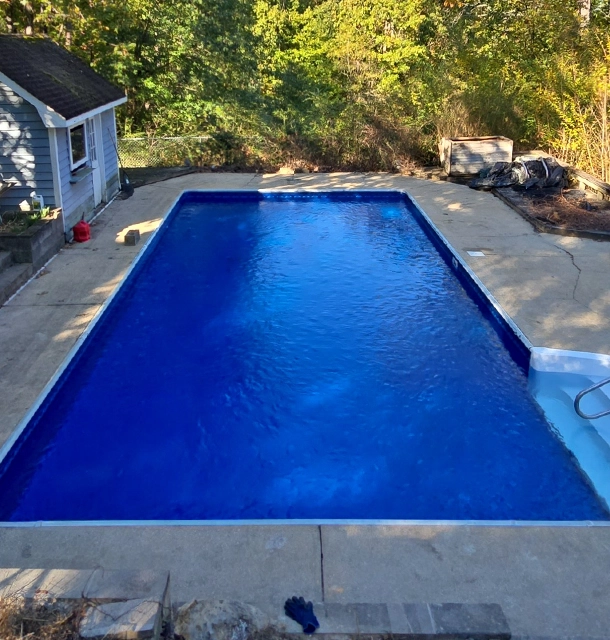 same pool with calcium deposits removed
