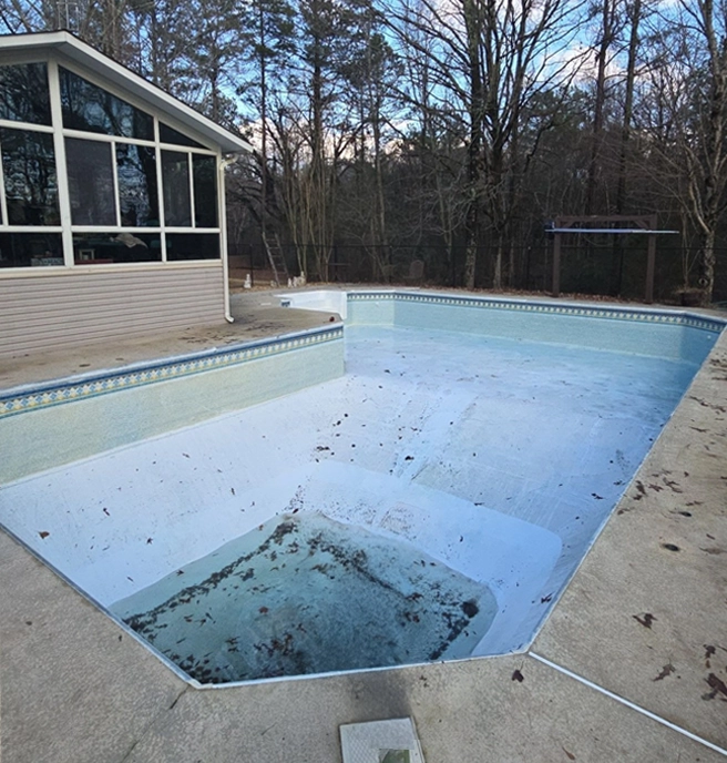 pool with calcium deposits