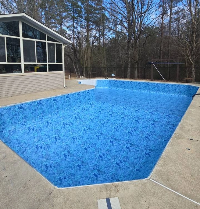 same pool with calcium deposits removed