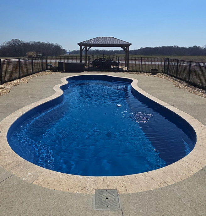 concrete stamped deck with calcium spots removed